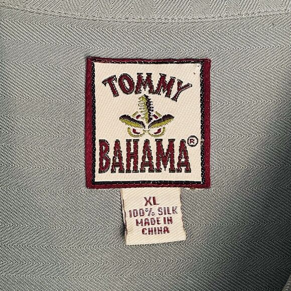 Tommy Bahama 100% Silk Shirt Men's XL Green Tropical Short Sleeve Button Up - Picture 3 of 13